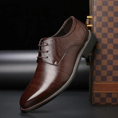 Herren Business Schnürschuhe – Glattleder – Brogue Muster – Klassische Passform