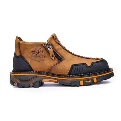 Herren Ankle Boots – Strukturierte Passform – Seitlicher Reißverschluss – Robuste Sohle – Grafisches Detail