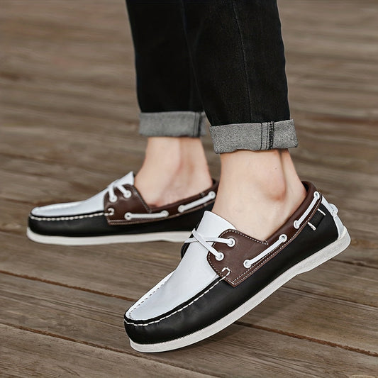 Herren Bootsschuhe – Leder – Moc-Nähte – Rutschfeste Gummisohle – Seitenschnürung