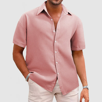 Herren Kurzarmhemd – Relaxed Fit – Waffelstruktur – Atmungsaktives Soft Knit