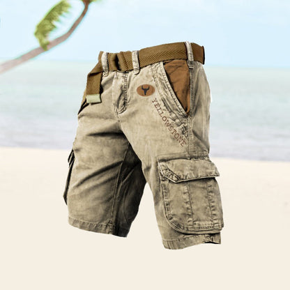 Herren Cargo Shorts – Relaxed Fit – Baumwollmix – Knielang – Mehrere Taschen – Mit Gürtel