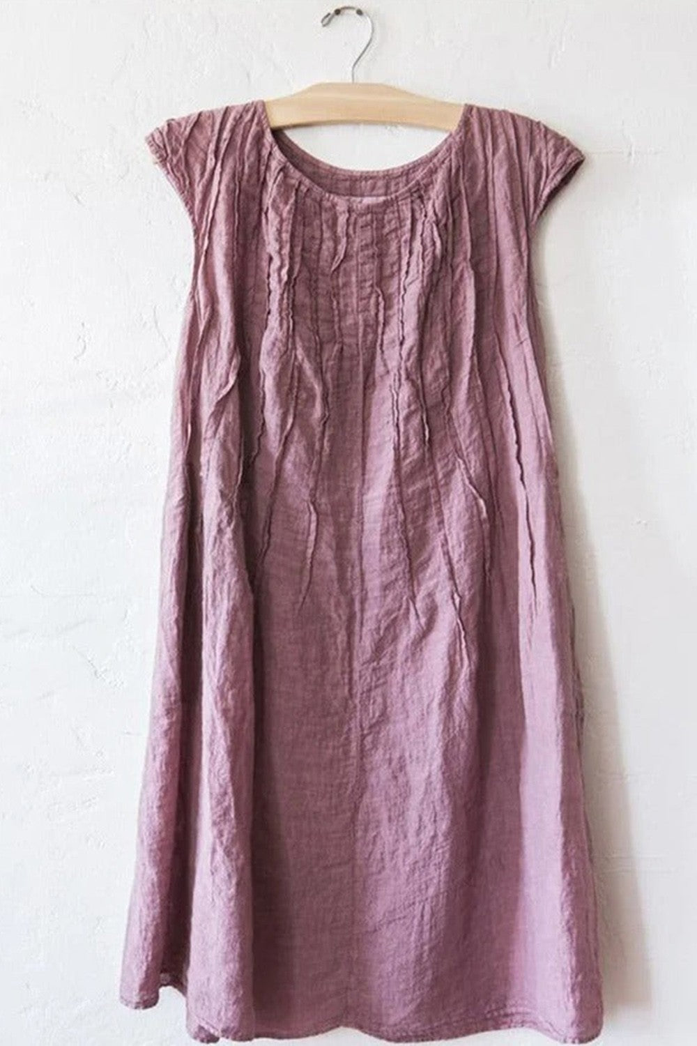Damen Kleid – Lockerer Schnitt – Atmungsaktive Naturfaser – Ärmellos Knielang