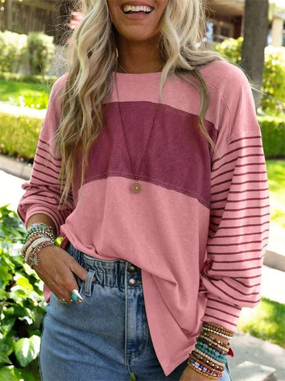 Damen Bluse – Oversized Fit – Langarm – Streifendetails – Atmungsaktive Mischung