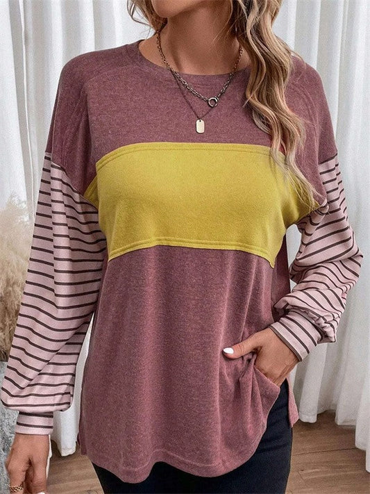 Damen Bluse – Oversized Fit – Langarm – Streifendetails – Atmungsaktive Mischung