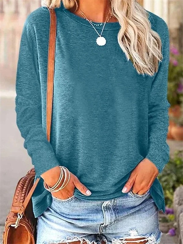 Damen Bluse – Weicher Strick – Lockerer Schnitt – Langarm – Rundhals Casual Style