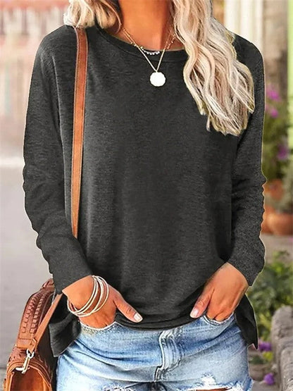 Damen Bluse – Weicher Strick – Lockerer Schnitt – Langarm – Rundhals Casual Style