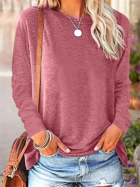 Damen Bluse – Weicher Strick – Lockerer Schnitt – Langarm – Rundhals Casual Style