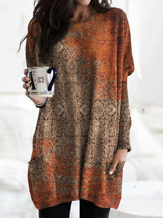 Damen Bluse – Lockerer Schnitt – Atmungsaktive Qualität – Lange Ärmel – Printdesign