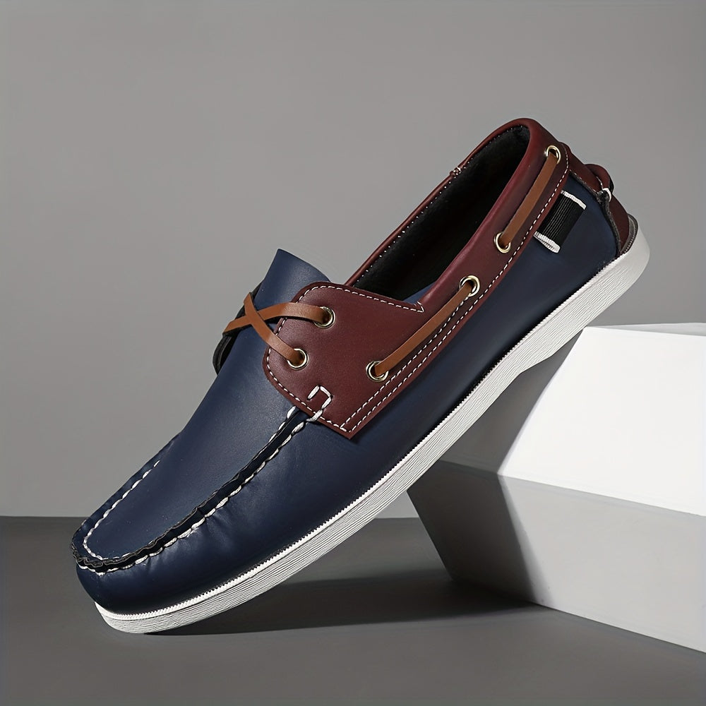 Herren Bootsschuhe – Leder – Moc-Nähte – Rutschfeste Gummisohle – Seitenschnürung