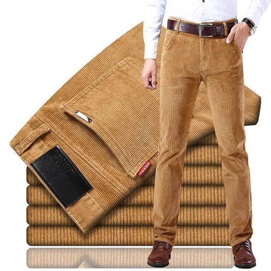 Herren Cordhosen – Gerade Passform – Tailored Fit – Vollbein – Knopfverschluss
