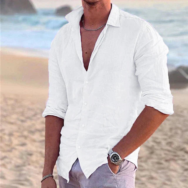 Herren Freizeithemd – Relaxed Fit – Lange Ärmel – Natürliche Fasern – Atmungsaktiv