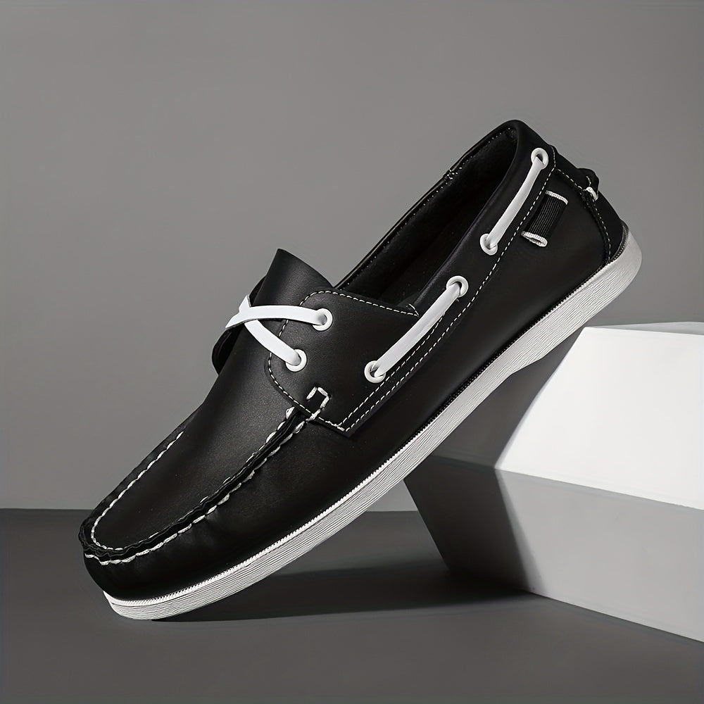 Herren Bootsschuhe – Leder – Moc-Nähte – Rutschfeste Gummisohle – Seitenschnürung