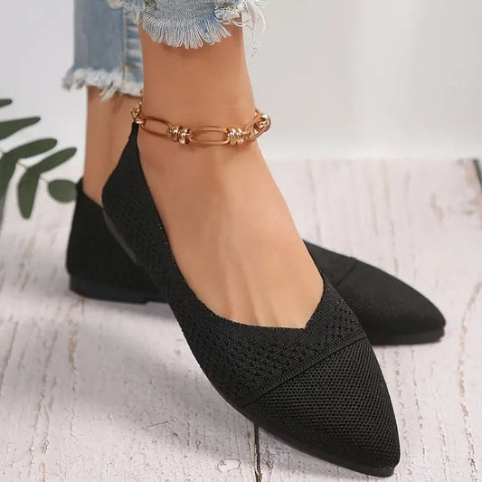 Damen Ballerinas – Soft Knit – Atmungsaktiv – Pointed Toe – Bequemer Slip-On