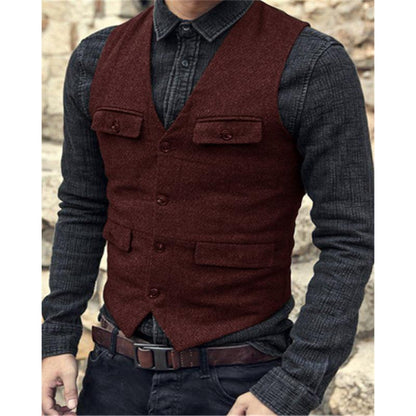 Herren Weste – Vintage Stil – Taillierter Schnitt – Atmungsaktives Gewebe