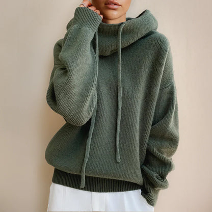 Damen Rollkragenpullover – Oversize Passform – Wollartig – Gerippter Saum – Langarm