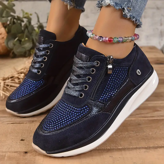 Damen Sneakers – Orthopädisch – Atmungsaktive Struktur – Reißverschluss & Schnürung