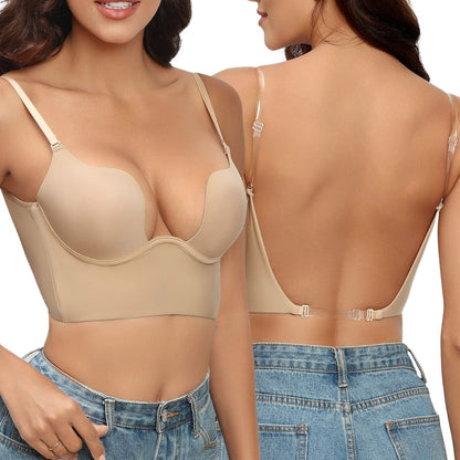 Damen Backless BH – Nahtloser Komfort – Longline Passform – Verstellbare Träger