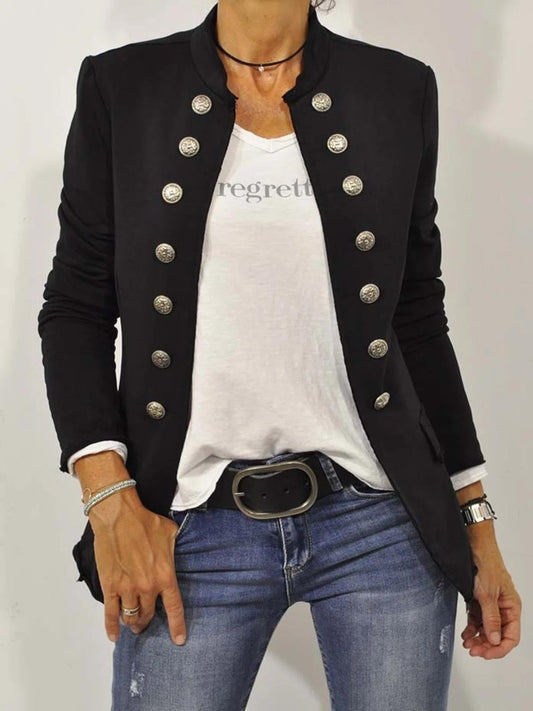 Damen Blazer – Taillierter Schnitt – Stehkragen – Zweireihig – Atmungsaktive Mischung