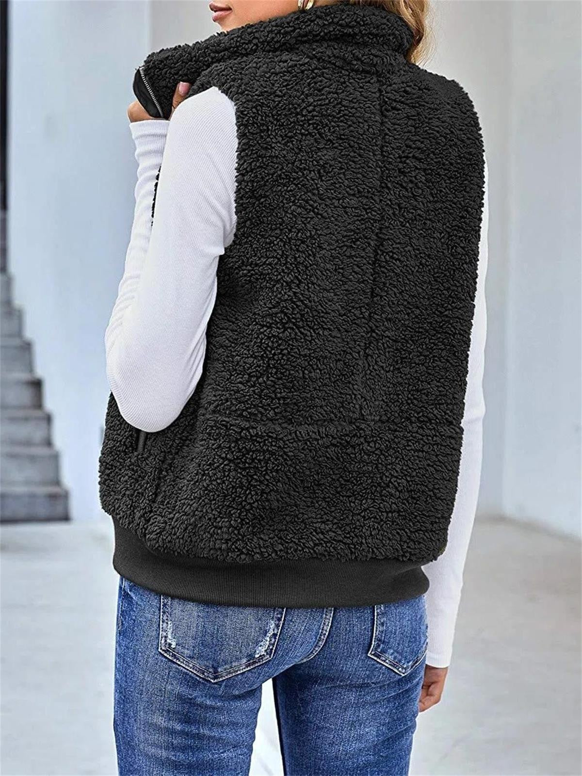 Damen Weste – Weiches Fleece – Relaxed Fit – Stehkragen mit Reissverschluss