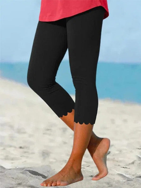 Damen Leggings – Slim Fit – Atmungsaktiver Stretch – Kurzlänge mit Muschelsaum