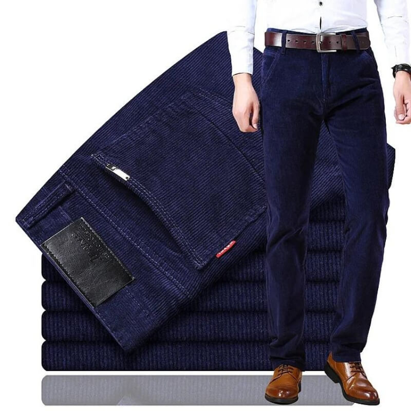 Herren Cordhosen – Gerade Passform – Tailored Fit – Vollbein – Knopfverschluss