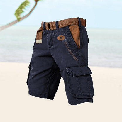Herren Cargo Shorts – Relaxed Fit – Baumwollmix – Knielang – Mehrere Taschen – Mit Gürtel