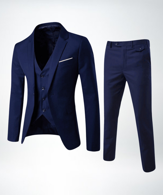 Herren Anzug Dreiteilig – Slim Fit – Wollmix – Business – Sakko mit Weste
