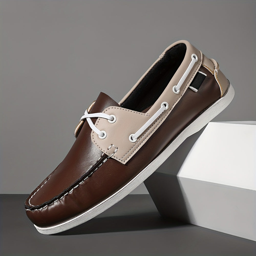 Herren Bootsschuhe – Leder – Moc-Nähte – Rutschfeste Gummisohle – Seitenschnürung