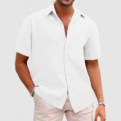 Herren Kurzarmhemd – Relaxed Fit – Waffelstruktur – Atmungsaktives Soft Knit