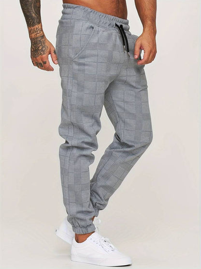Herren Sweatpants – Slim Fit – Plaidmuster – Elastischer Bund – Atmungsaktives Gewebe