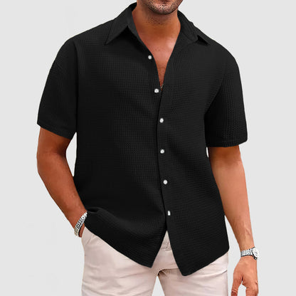 Herren Kurzarmhemd – Relaxed Fit – Waffelstruktur – Atmungsaktives Soft Knit