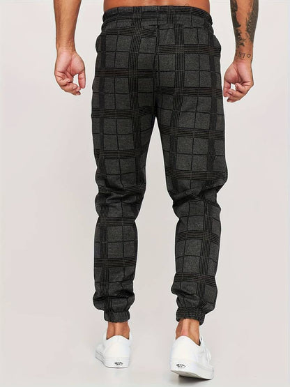 Herren Sweatpants – Slim Fit – Plaidmuster – Elastischer Bund – Atmungsaktives Gewebe