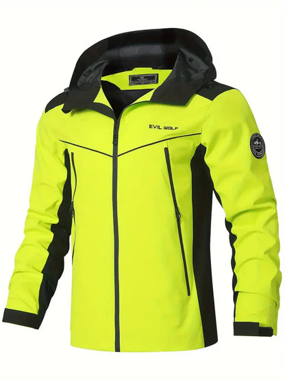 Herren Outdoor Jacke – Wasserdicht – Reflektierend – Kapuze – Zipper Taschen