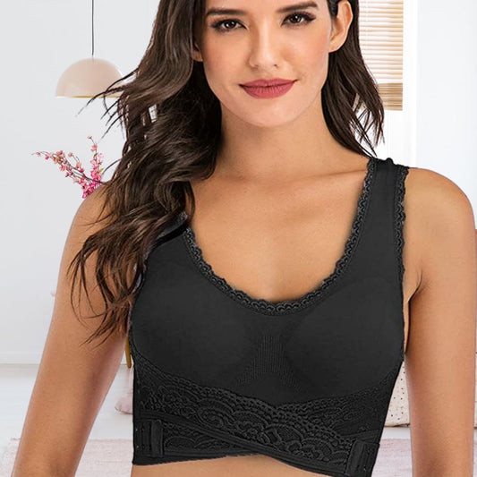 Damen BH – Vollschale – Nahtlose Cups – Breiter Träger – Rückenstützend – Spitzenbesatz