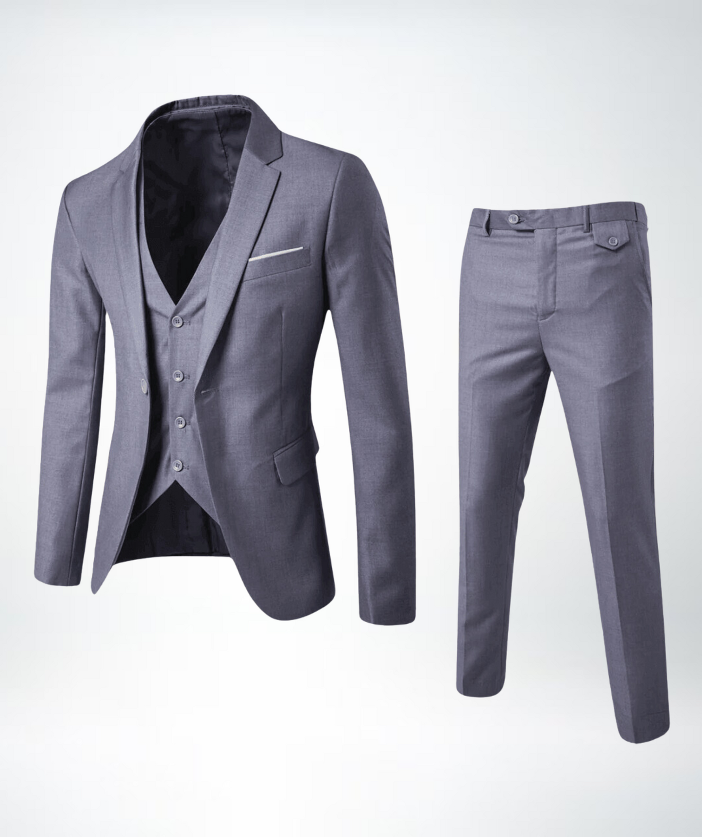 Herren Anzug Dreiteilig – Slim Fit – Wollmix – Business – Sakko mit Weste