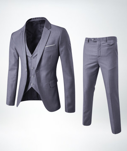 Herren Anzug Dreiteilig – Slim Fit – Wollmix – Business – Sakko mit Weste