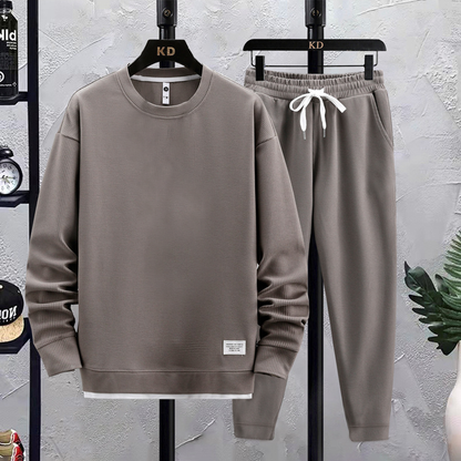 Herren Jogginganzug – Lockerer Schnitt – Baumwollmix – Rippbündchen – Kordelzug
