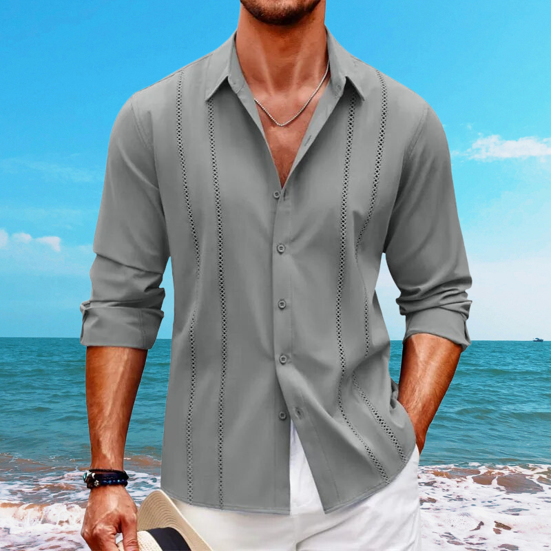 Herren Freizeithemd – Relaxed Fit – Langarm – Atmungsaktives Material – Knopfleiste
