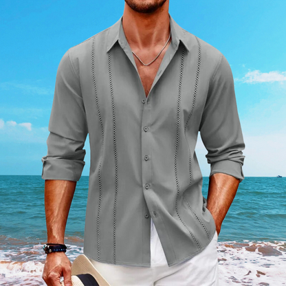 Herren Freizeithemd – Relaxed Fit – Langarm – Atmungsaktives Material – Knopfleiste