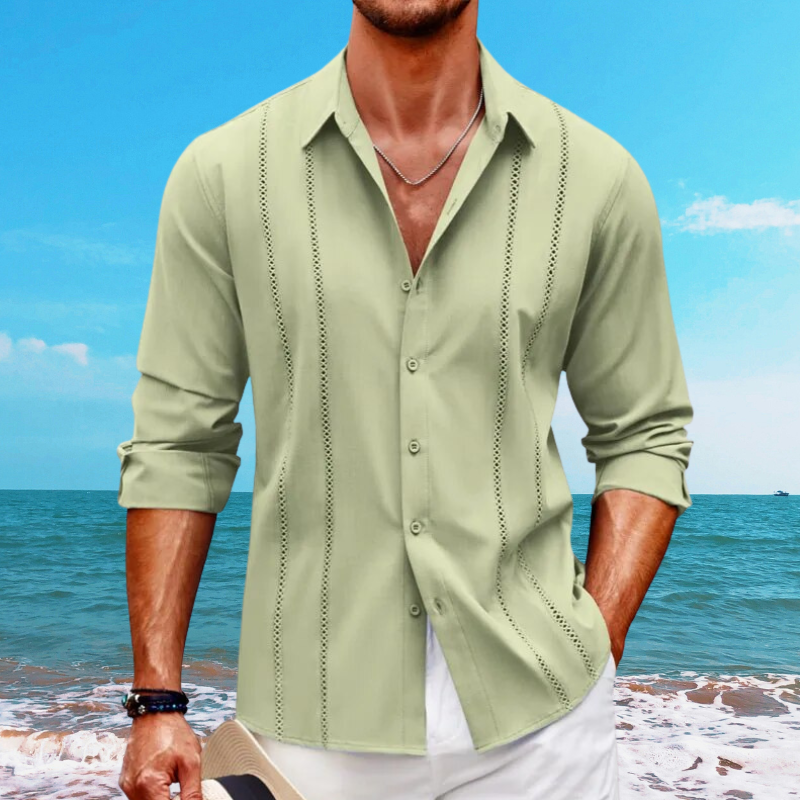 Herren Freizeithemd – Relaxed Fit – Langarm – Atmungsaktives Material – Knopfleiste