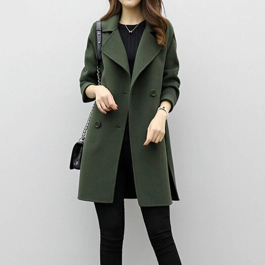 Damen Langmantel – Tailorierter Schnitt – Doppelreiher – Elegantes Design