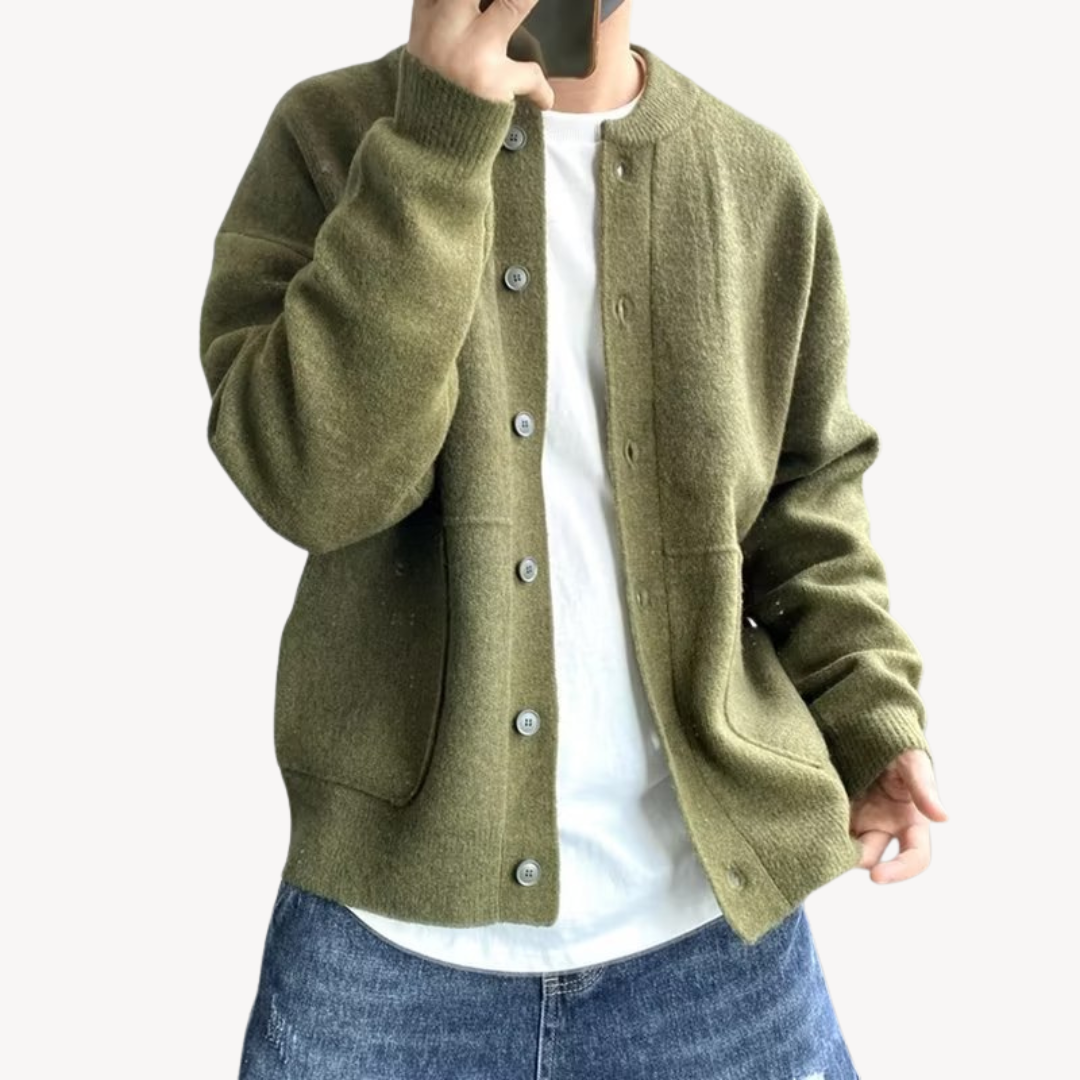 Herren Strickjacke – Lockerer Schnitt – Knopfleiste – Weicher Griff – Lange Ärmel