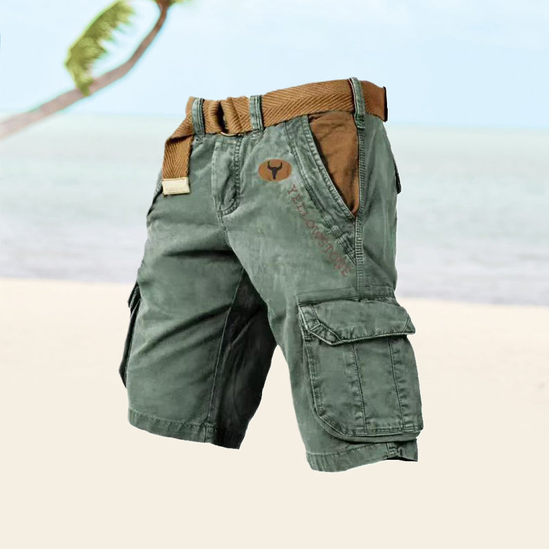 Herren Cargo Shorts – Relaxed Fit – Baumwollmix – Knielang – Mehrere Taschen – Mit Gürtel
