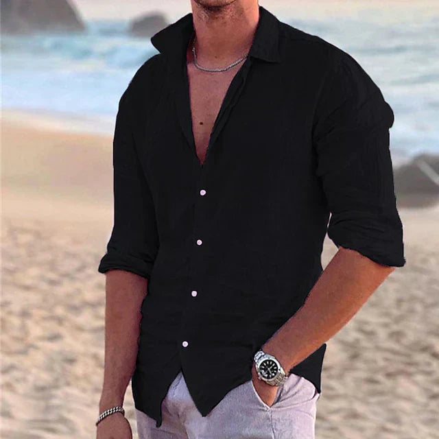 Herren Freizeithemd – Relaxed Fit – Lange Ärmel – Natürliche Fasern – Atmungsaktiv