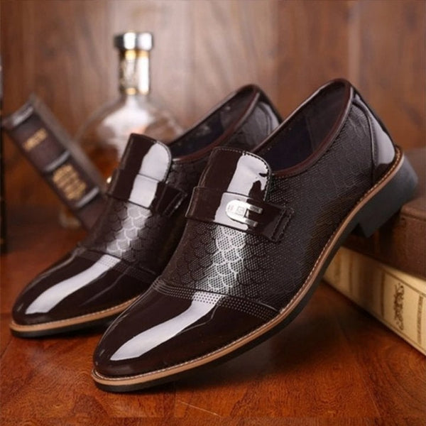 Herren Business Schuhe – Doppel-Monkstrap – Glänzendes Leder – Geprägte Struktur