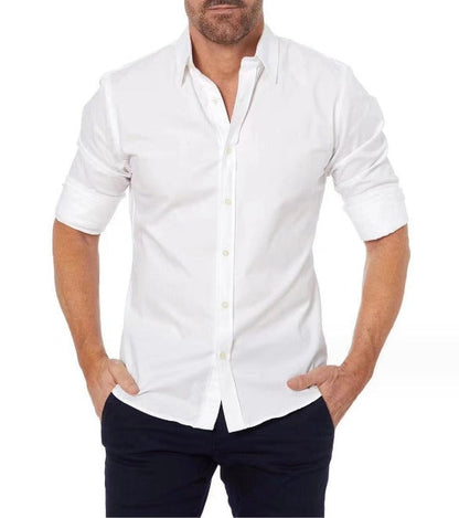 Herren Hemd – Slim Fit – Atmungsaktives Gewebe – Langarm mit Knopfverschluss