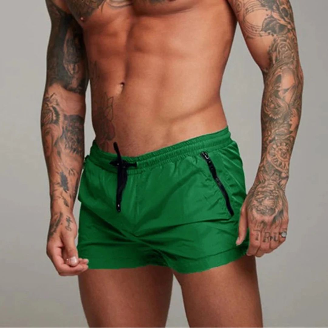 Herren Badeshorts – Slim Fit – Schnell trocknend – Atmungsaktives Gewebe – Zip-Taschen
