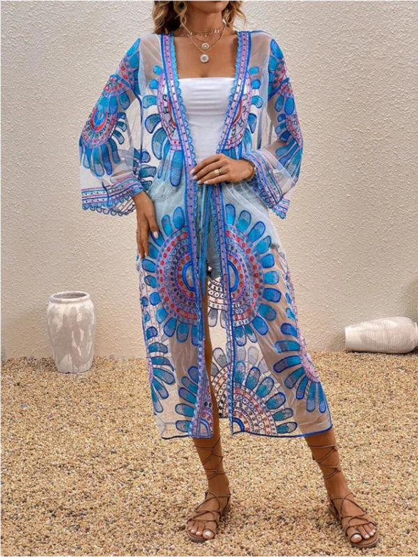 Women’s Duster Kimono – Boho Style – Sheer Lightweight Fabric – Open Front Flowing Fit