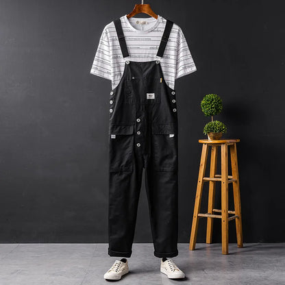 Herren Latzhose – Lockerer Schnitt – Baumwolle – Verstellbare Träger – Utility-Taschen