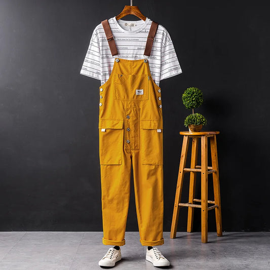 Herren Latzhose – Lockerer Schnitt – Baumwolle – Verstellbare Träger – Utility-Taschen
